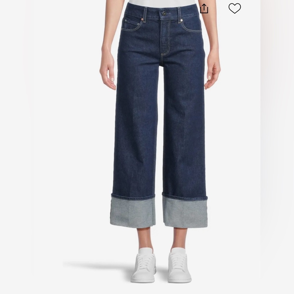 Women's Sasha Dark Blue High Rise Ankle Wide-Leg Jeans